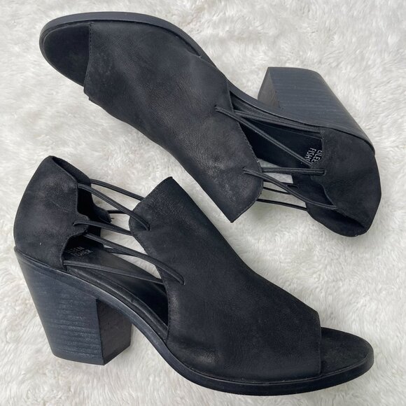 Eileen Fisher Women's Black Nikki Peep Toe Heeled Boots Shoes Size 11 - Picture 2 of 11